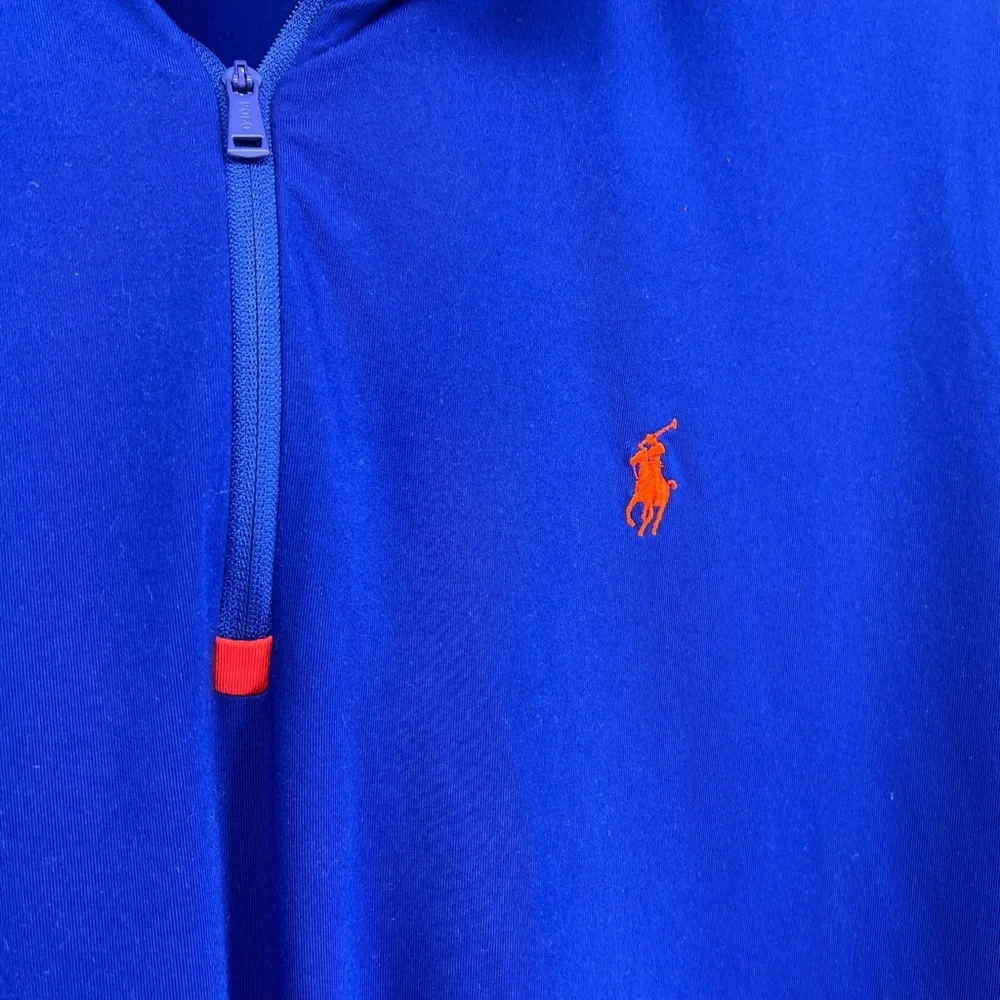 Polo Golf Ralph Lauren Sz XXL Blue‎ 1/4 Zip Wicking Lightweight Raglan Slv Shirt